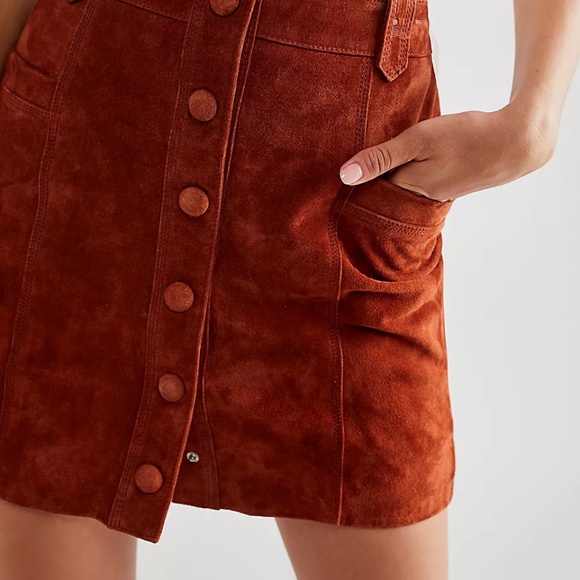 NWT Free People Blank NYC Sun Valley Skirt rust Sedona red - Picture 4 of 11